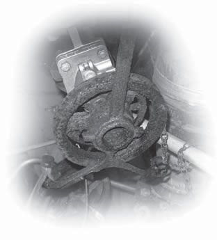 Corroded cast iron chainwheel illustrates an advantage of stainless steel chainwheels